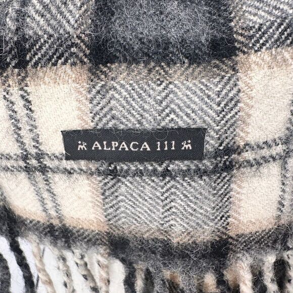 100% Baby Alpaca  Gray, Beige, Black Scarf, Plaid Alpaca 111, Made In Peru‎ - Picture 6 of 9